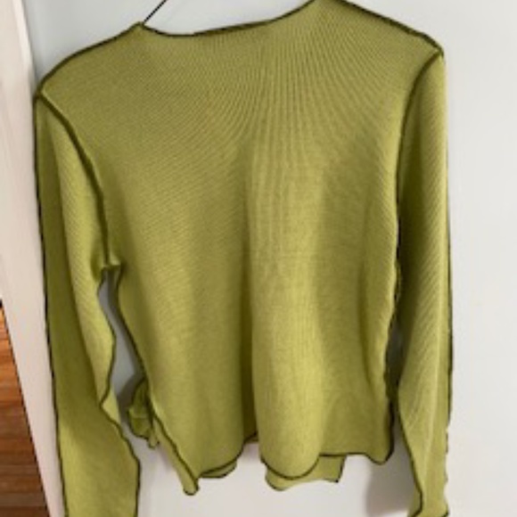 Green Wrap Front Sweater - Unique - Picture 3 of 7